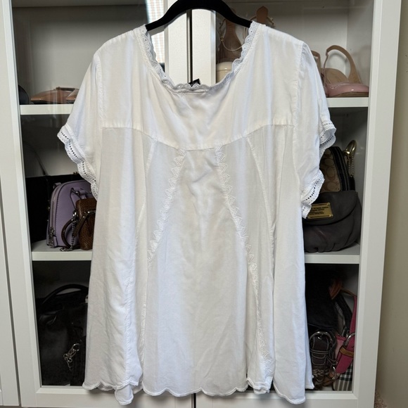 Torrid White Embroidered Challis Short Sleeve Blouse Women’s Plus Size 4 - Picture 8 of 9